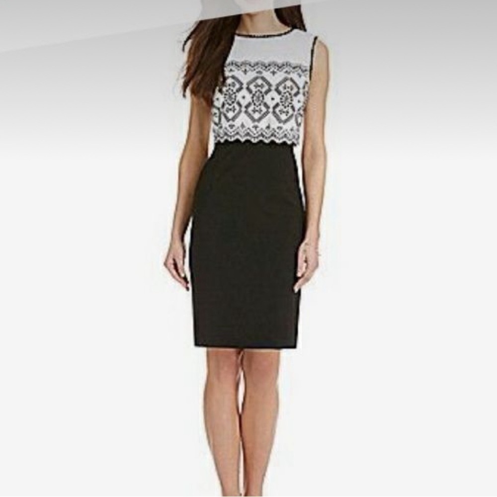 Antonio Melani Black and White Sheath Dress Size 14 NWT